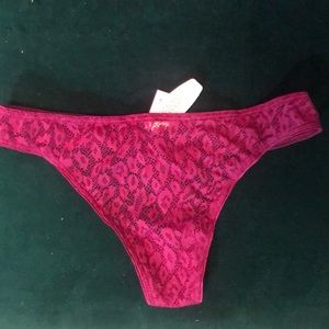 Victoria secret leopard dark pink thong NWT